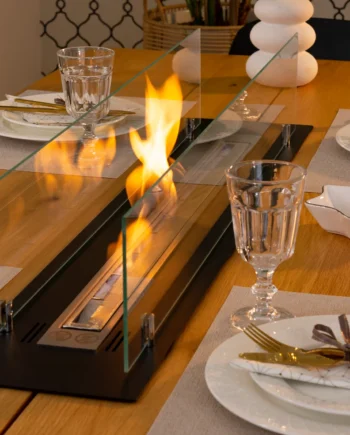 Biopejs Til Indbygning   Bordplade 1000 Mm Sort Mat Med Glas