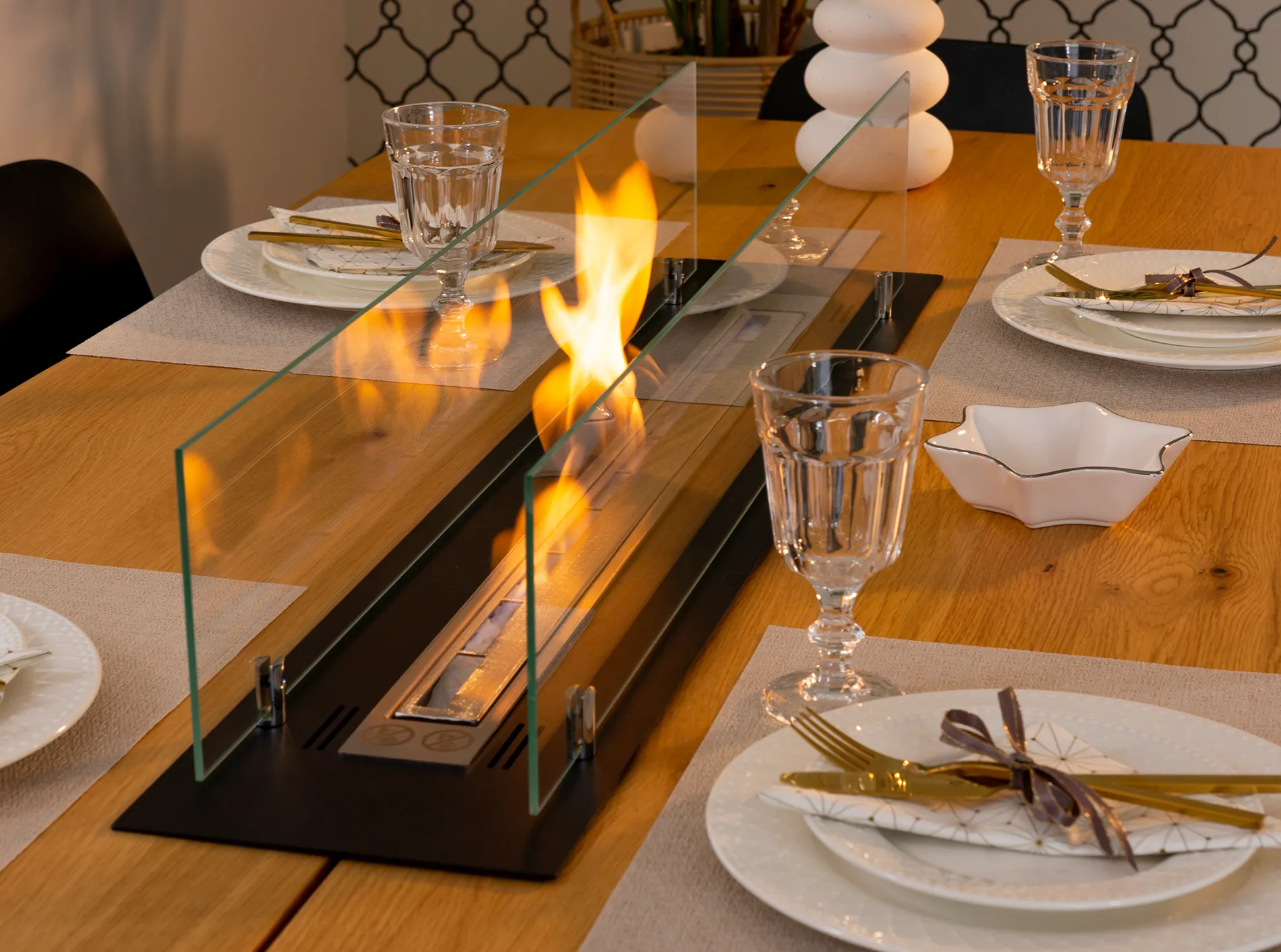 Biopejs Til Indbygning Bordplade 1000 Mm Sort Mat Med Glas