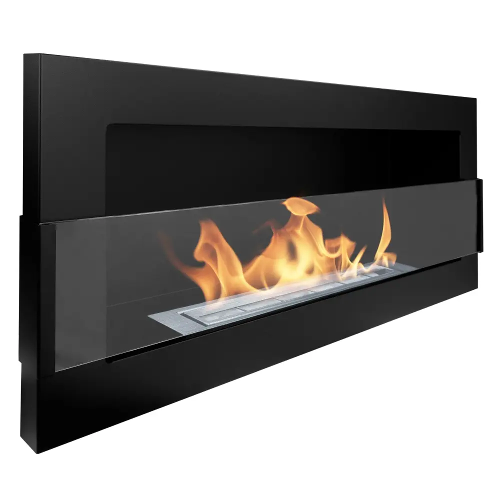 Biopejs Vægophæng 900x400x120mm Sort Mat Struktur Med Glas