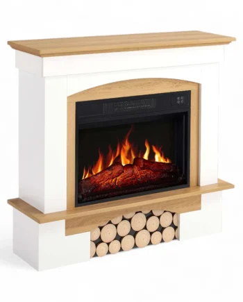 Woodley Fritstående Elpejs Hvid   Naturlig Eg